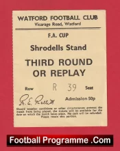 Watford v Manchester United 1969 – Match Ticket FA Cup Replay