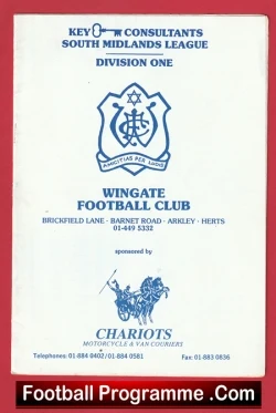 Wingate v Electrolux 1989 - Football Programme - football programme