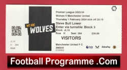 Wolves v Manchester United 2024 - Football Match Ticket - football memorabilia