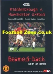 Middlesbrough v Manchester United 2001 Beam back Match Old Trafford