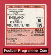 England v Cyprus 1975 – Match Ticket