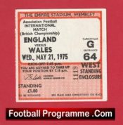 England v Wales 1975 – Match Ticket