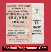 England v Spain 1967 – Match Ticket