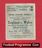 England v Wales 1952 – Match Ticket
