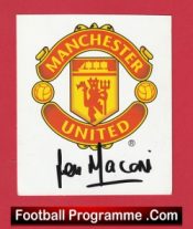 Manchester United Lou Macari Autograph Signed Man Utd Crest Card