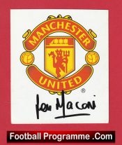 Manchester United Lou Macari Autograph Signed Man Utd Crest Card
