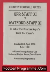 Queens Park Rangers Staff v Watford Staff 1993 – QPR Friendly Harrow