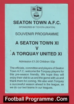 Seaton Town v Torquay United 1980s - Souvenir Programme