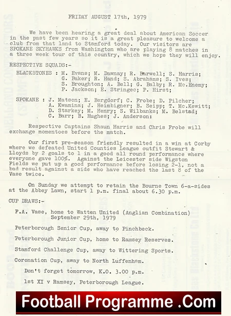 Mirrlees Blackstones v Spokane Skyhawks 1979 - American Soccer Washington - Image 3