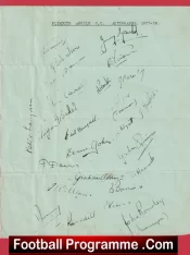 Plymouth Argyle Signed Autograph Sheet 1957 – 1958