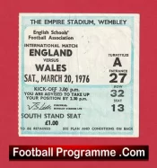 England v Wales 1976 – Match Ticket