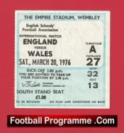 England v Wales 1976 – Match Ticket