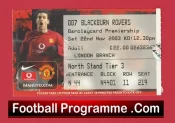 Manchester United v Blackburn Rovers 2003 – Ticket Man Utd