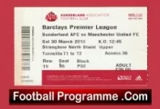 Sunderland v Manchester United 2013 – Match Ticket