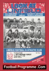 Linfield v Nottingham Forest 1981 – Pre Season Friendly
