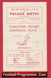 Paignton Rugby v Bristol Aero Club 1952 – Signed Rugby Programme