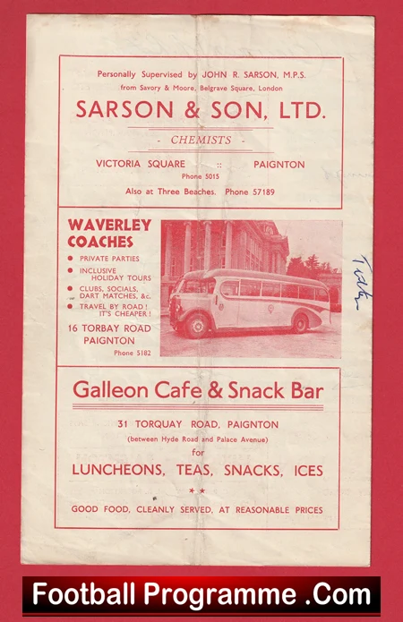 Paignton Rugby v Bristol Aero Club 1952 - Signed Rugby Programme - Image 5