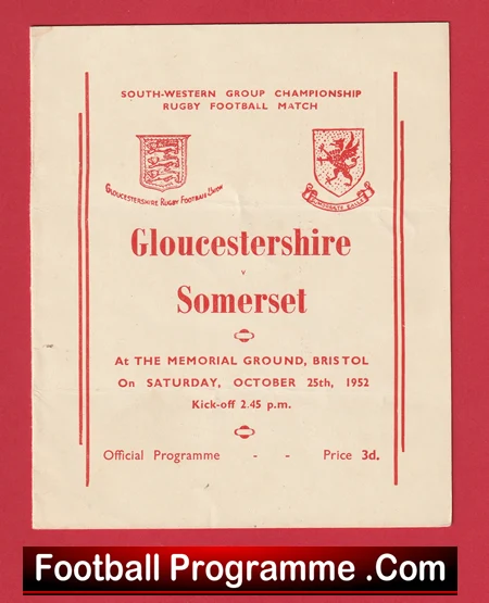 Gloucestershire Rugby v Somerset 1952 at Bristol Memorial Ground - Image 2