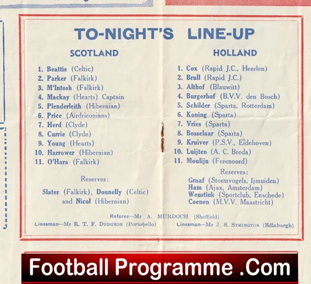 Scotland v Holland 1957 - Under 23s at Tynecastle Park Hearts - Image 3