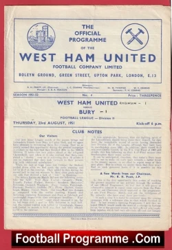 West Ham United v Bury 1951 - 1950s