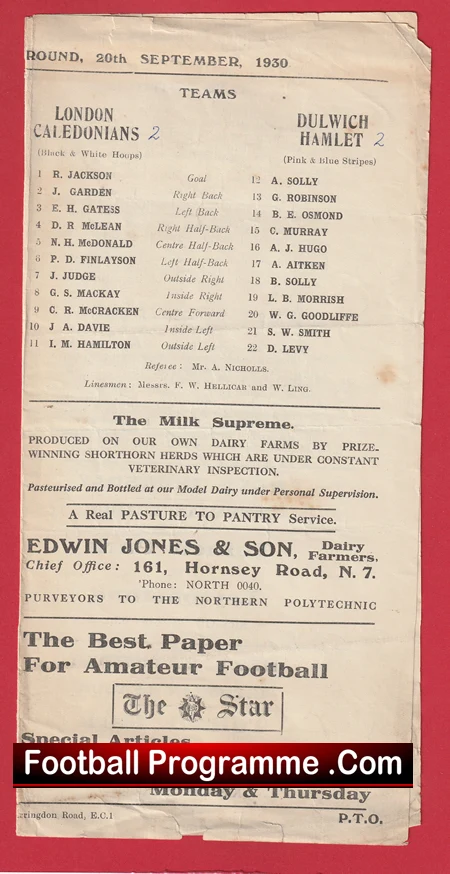London Caledonians v Dulwich Hamlet 1930 - 1930's - Image 2