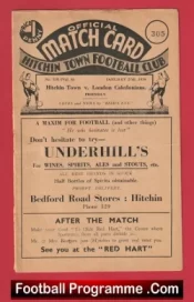 Hitchin Town v London Caledonians 1934 – 1930’s Programmes