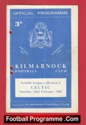 Kilmarnock v Glasgow Celtic 1958 – Multi Signed Autographed