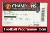 Manchester United v Everton 2012 – Match Ticket