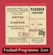 Manchester United v Everton 1976 – Cup Quarter Final Ticket