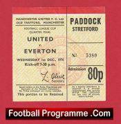 Manchester United v Everton 1976 – Cup Quarter Final Ticket