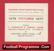 Manchester United Football Club Fixture Booklet 1976 – 1977
