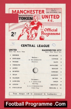  Manchester United v Manchester City 1967 - Reserves Brian Kidd Football Programme .COM Football Programmes Memorabilia