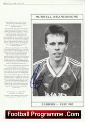 Manchester United Russell Beardsmore + Mark Robins Autograph Signed Man Utd
