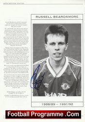 Manchester United Russell Beardsmore + Mark Robins Autograph Signed Man Utd