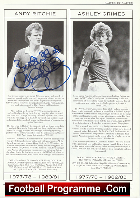 Manchester United Ray Wilkins Autograph Signed Man Utd + Andy Ritchie - Image 3