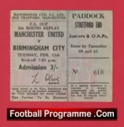 Manchester United v Birmingham City 1969 – FA Cup Replay Ticket