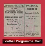 Manchester United v Birmingham City 1969 – FA Cup Replay Ticket