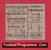 Manchester United v Middlesbrough 1970 – FA Cup QF Replay Ticket