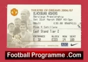 Manchester United v Blackburn Rovers 2007 – Match Ticket