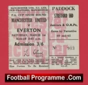 Manchester United v Everton 1969 – FA Cup Football Ticket
