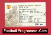 Manchester United v Aston Villa 2007 – Match Ticket