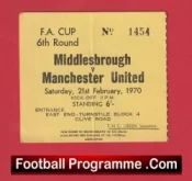 Middlesbrough v Manchester United 1970 – Match Ticket 1970s