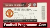Manchester United v WBA 2008 – Match Ticket