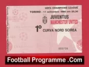 Juventus v Manchester United 1996 – Match Ticket Turin Italy