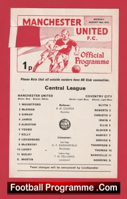  Manchester United v Manchester City 1976 - Youth Cup Semi Final Football Programme .COM Football Programmes Memorabilia