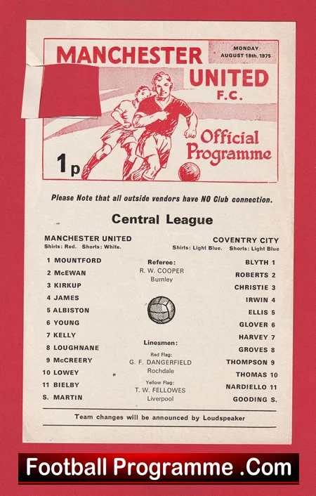 Manchester United v Coventry City 1975 - Man Utd Reserves - Image 2