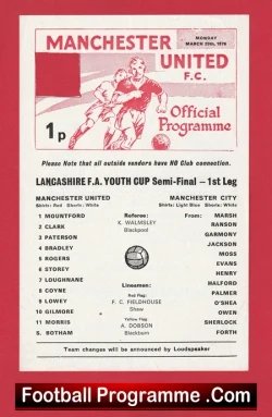  Manchester United v Manchester City 1964 - Youth Cup Semi Final + Best Football Programme .COM Football Programmes Memorabilia