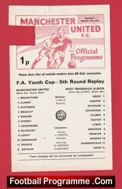  Manchester United v Manchester City 1976 - Youth Cup Semi Final Football Programme .COM Football Programmes Memorabilia