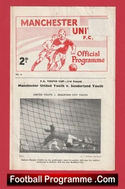  Manchester United v Sunderland 1959 - FA Youth Cup Football Programme .COM Football Programmes Memorabilia