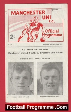  Manchester United v Bradford City 1961 - Man Utd Youth Match Football Programme .COM Football Programmes Memorabilia